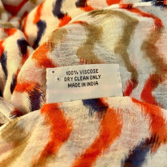 Scarf Lulla Collection by Bindy  Oversized Airy Ivory Orange Blue Tan Oblong - Picture 10 of 10